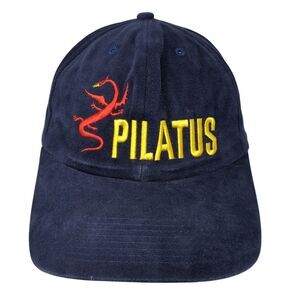 Pilatus Strapback Hat Blue One Size Adjustable Embroidered Vented Holes 6 Panel